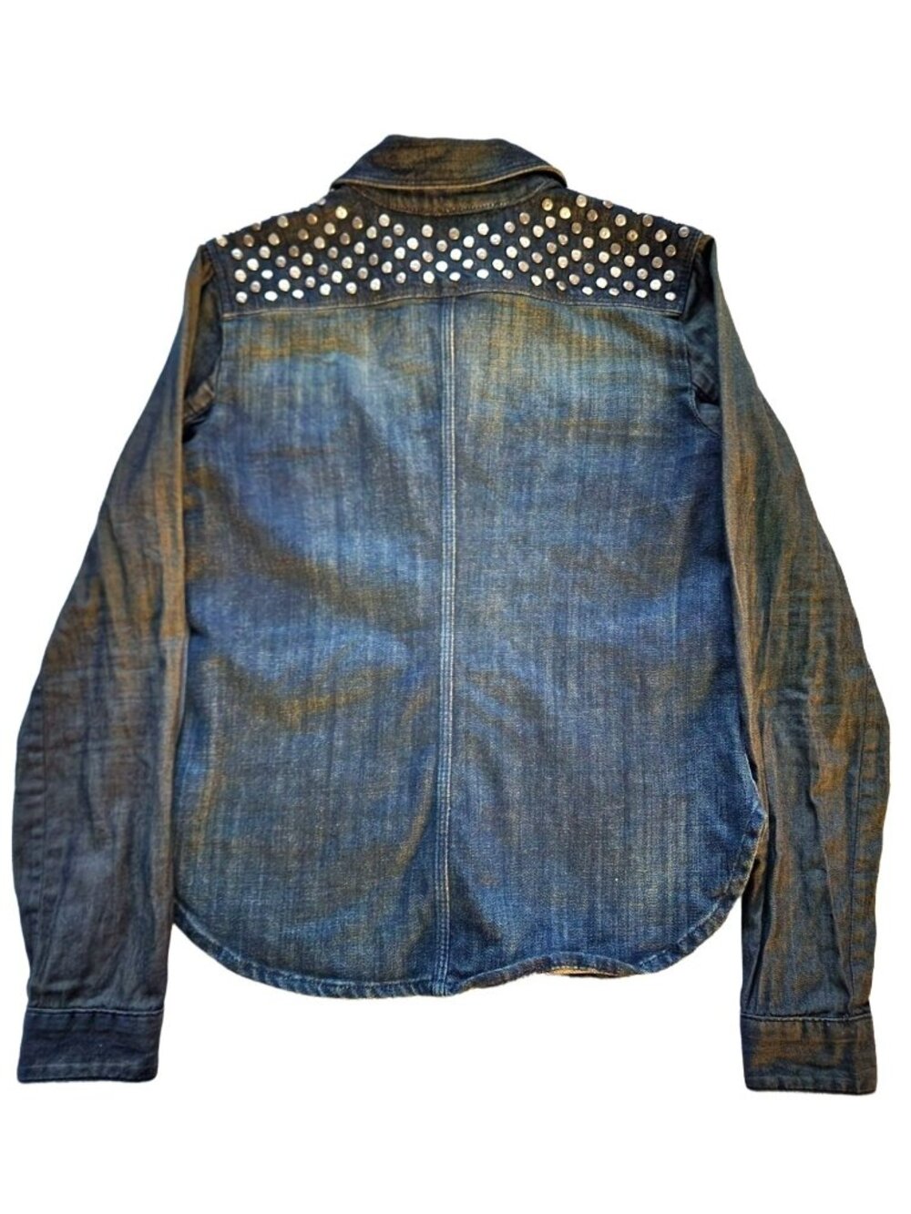 Armani Exchange Women's Blue Denim Studded Long Sleeve Shirt Size XS/TP - Picture 5 of 13